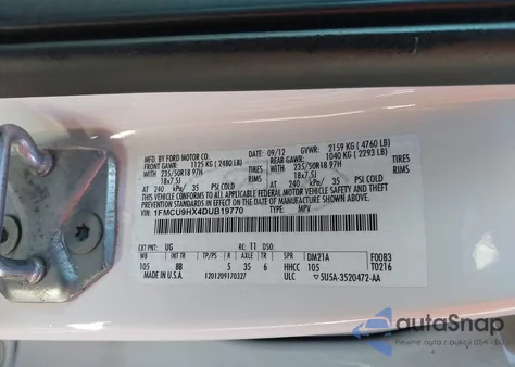 2013 Ford Escape Sel из США, поврежденный, VIN 1FMCU9HX4DUB19770